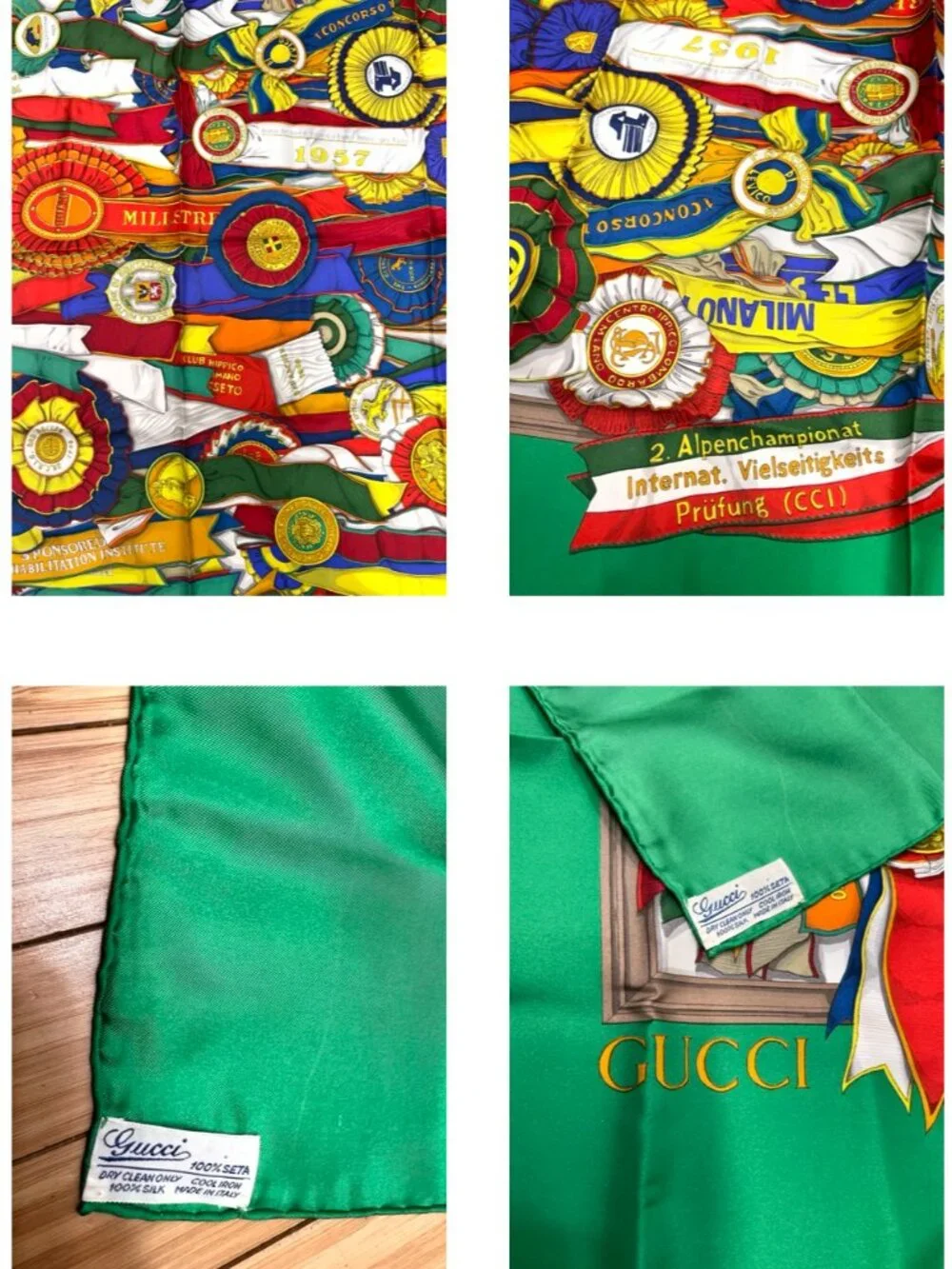 JUNIOR 3 DAYS EVENTS  Gucci Silk Satin Scarf Ribbins Green Blue Red Yellow  (21
